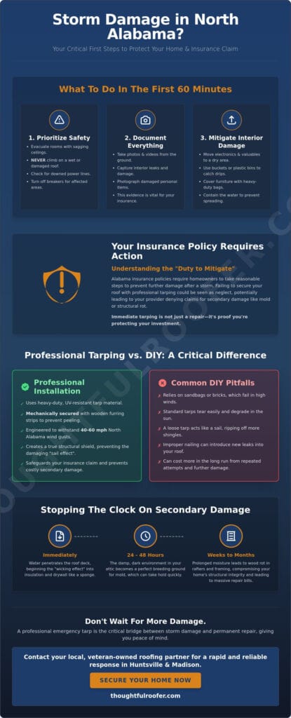 Emergency Roof Tarping in Huntsville, AL: A Homeowner’s Step-by-Step Recovery Guide