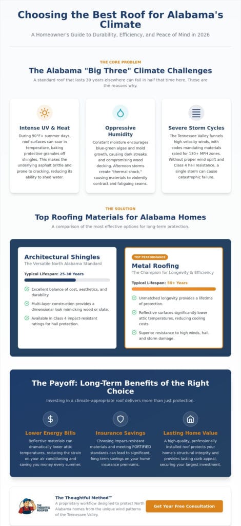 Best Residential Roofing Materials for Alabama Climate: A 2026 Homeowner’s Guide