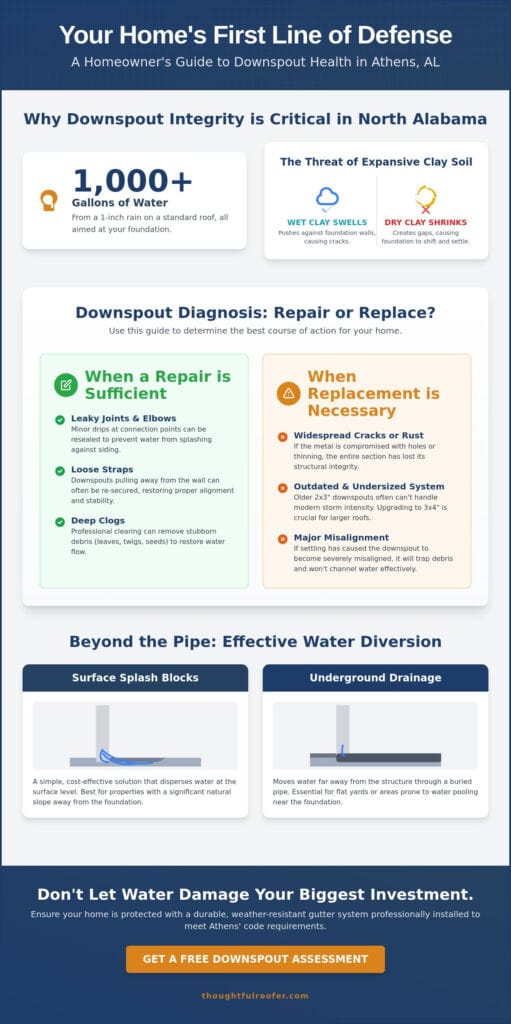 Downspout Repair and Replacement in Athens, AL: Protecting Your Foundation