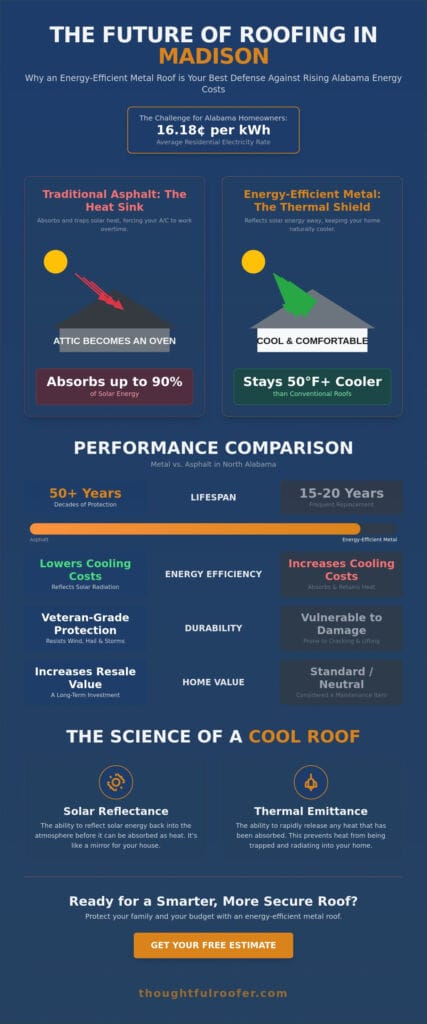 Energy Efficient Metal Roofing in Madison, AL: The Homeowner’s Guide to Lower Cooling Costs