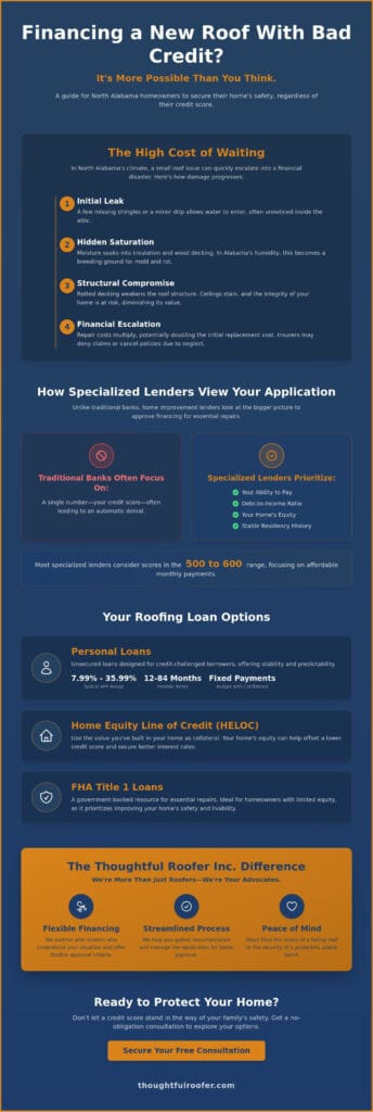 Financing a New Roof with Bad Credit: A Homeowner’s Guide to North Alabama Options
