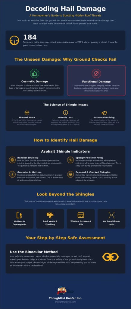 Signs of Hail Damage on Your Roof: The North Alabama Homeowner’s Guide