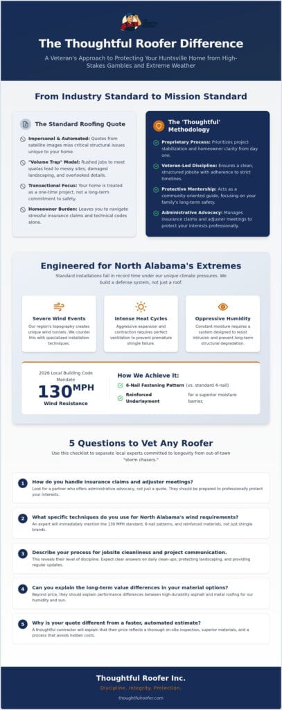 Veteran-Owned Roofing in Huntsville, AL: Why the 'Thoughtful' Process Wins in 2026