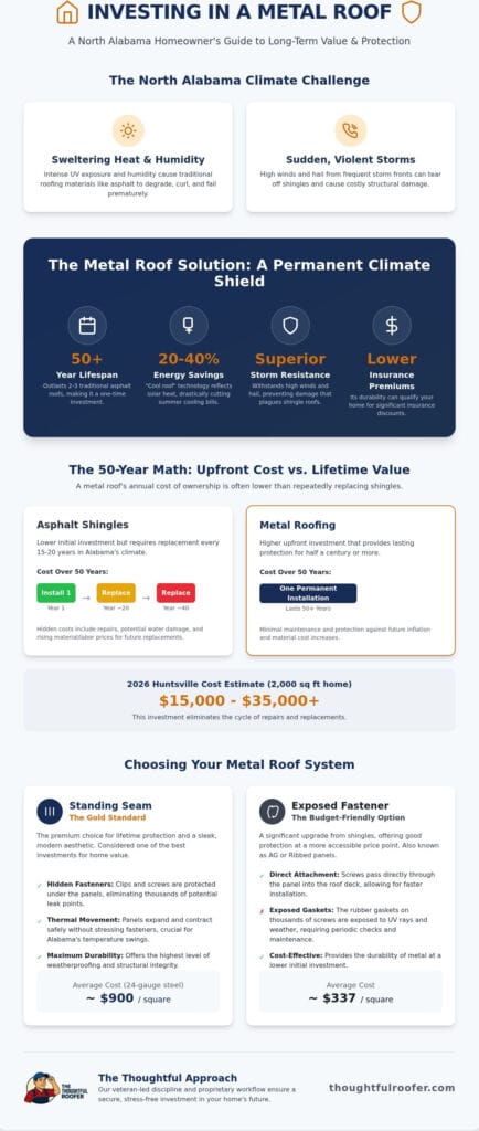 Metal Roof Cost in Huntsville, AL: 2026 Price Guide & ROI Analysis