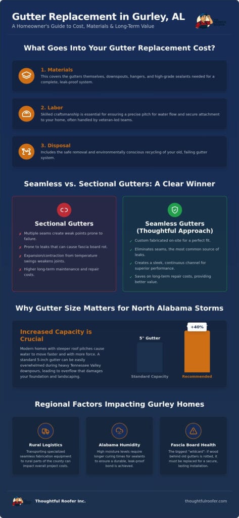 Gutter Replacement Cost in Gurley, AL: 2026 Homeowner’s Guide