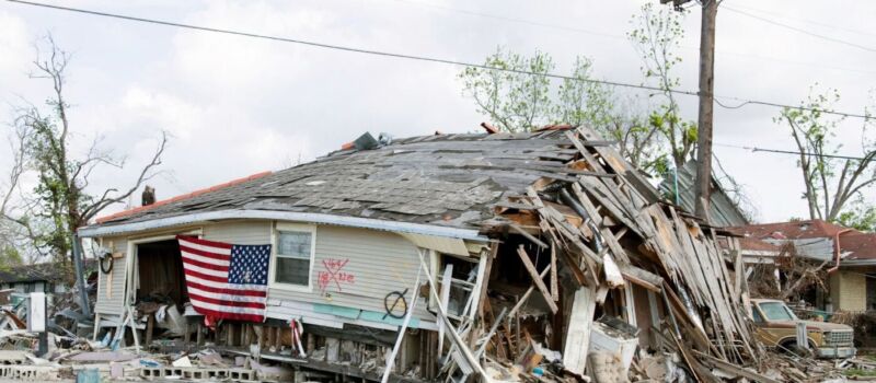 Barber Shop located in Ninth Ward, New Orleans, Louisiana, damaged by Hurricane Katrina in 2005.